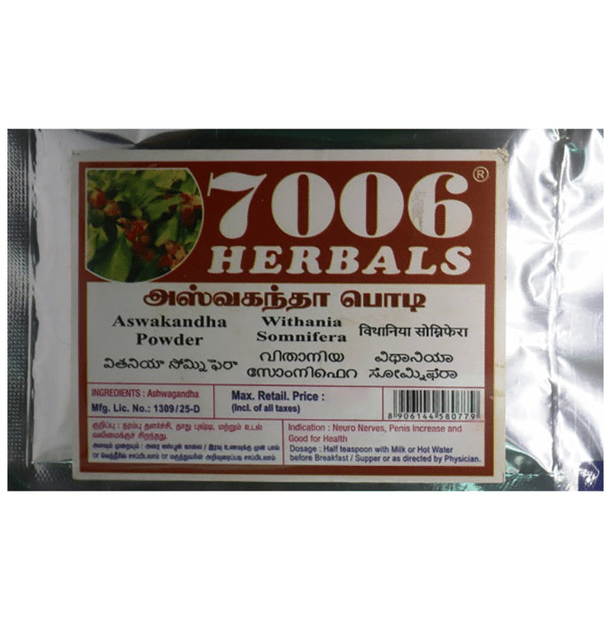 7006 Herbals Ashwagandha Powder
packet of 50 gm Powder