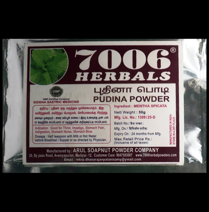 7006 Herbals Pudina Powder
packet of 50 gm Powder