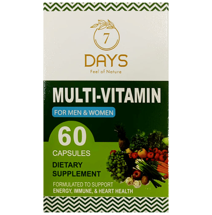 7Days Whole Food Multi-Vitamin Veg Capsule for Men & Women
bottle of 60 vegicaps