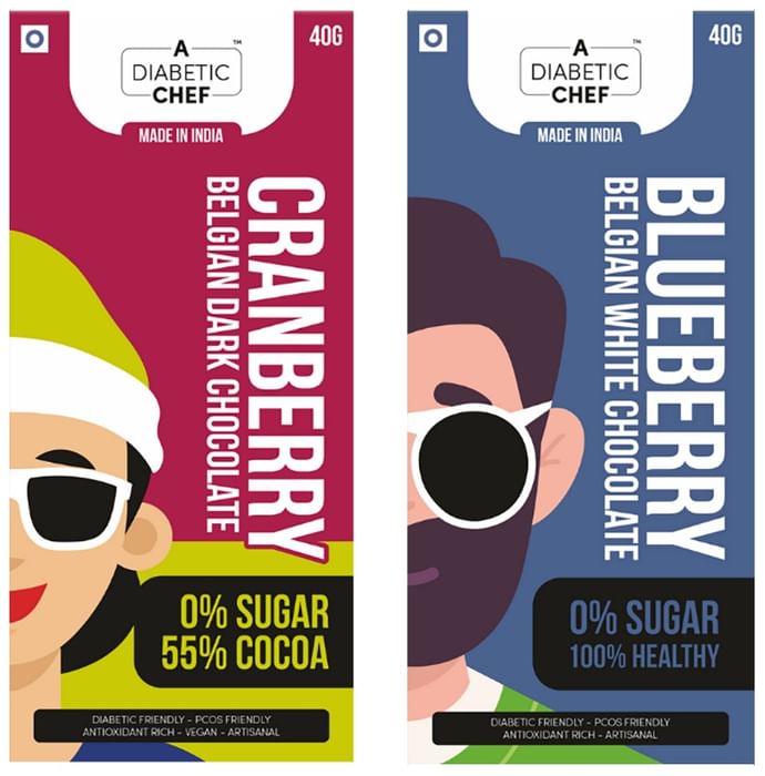 A Diabetic Chef Chocolate (40gm Each) Berrylicious Pack
combo pack of 2 bars