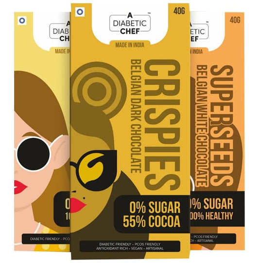 A Diabetic Chef Chocolate (40gm Each) Crunchy Pack
combo pack of 3 bars
