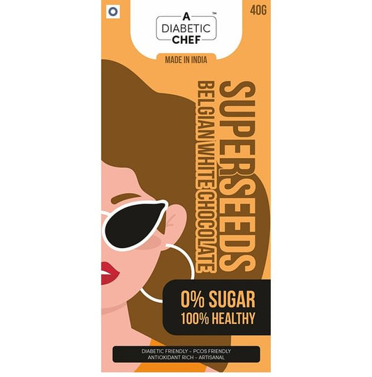 A Diabetic Chef Super Seeds Belgian White Chocolate (40gm Each)
box of 1 Bar