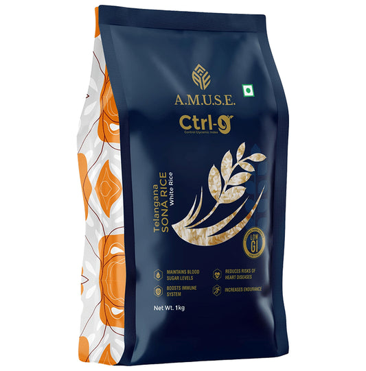 A.M.U.S.E Ctrl-G Telangana Sona White Rice
packet of 1 kg Rice