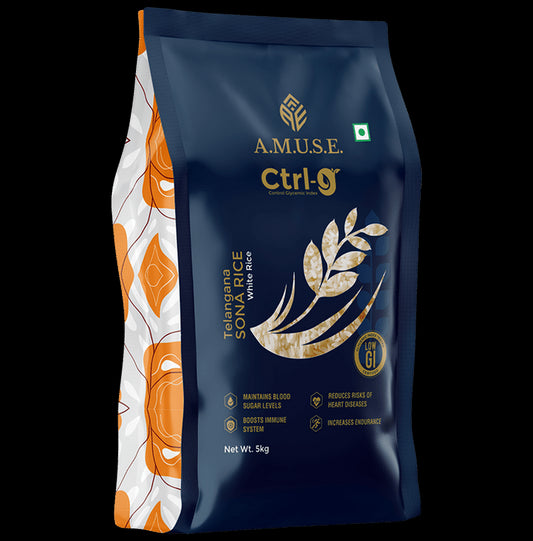 A.M.U.S.E Ctrl-G Telangana Sona White Rice
packet of 5 kg Rice