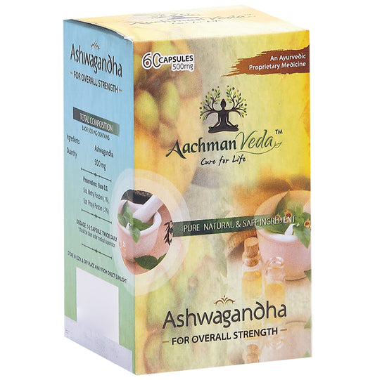 Aachman Veda Ashwagandha Capsule 500mg for Overall Strength (60 Each)
box of 1 Bottle