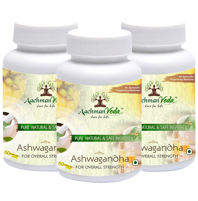Aachman Veda Ashwagandha Capsule 500mg for Overall Strength (60 Each)
combo pack of 3 bottles
