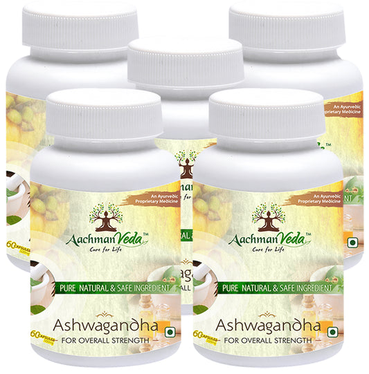 Aachman Veda Ashwagandha Capsule 500mg for Overall Strength (60 Each)
combo pack of 5 bottles