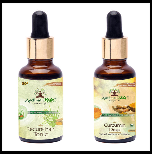 Aachman Veda Curcumin Drop with Aachman Veda Recure Hair Tonic 30ml Free
bottle of 30 ml Drop