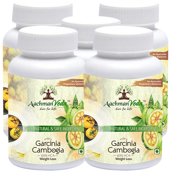 Aachman Veda Garcinia Cambogia 500mg 60% HCA Weight Loss Capsule (60 Each)
combo pack of 5 bottles