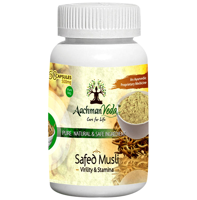 Aachman Veda Safed Musli Virility & Stamina Capsule 500mg (60 Each)
combo pack of 2 bottles