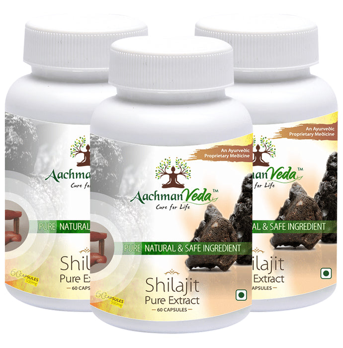 Aachman Veda Shilajit Pure Extract Capsule (60 Each)
combo pack of 3 bottles