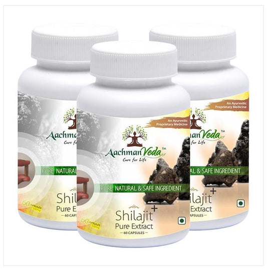 Aachman Veda Shilajit+ Pure Extract Ashwagandha with Safed Musli Capsule (60 Each)
combo pack of 3 bottles