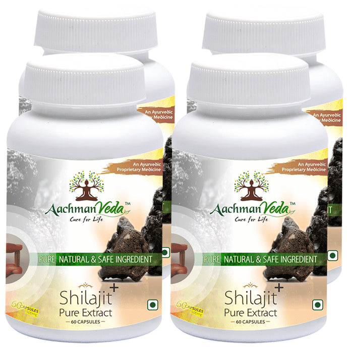 Aachman Veda Shilajit+ Pure Extract Ashwagandha with Safed Musli Capsule (60 Each)
combo pack of 4 bottles