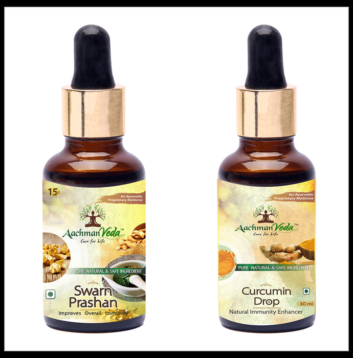 Aachman Veda Swarn Prashan Drop with Aachman Veda Curcumin Drop 30ml Free
bottle of 15 ml Drop