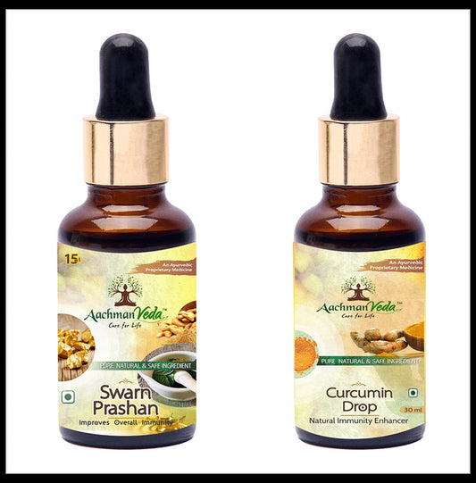 Aachman Veda Swarn Prashan Drop with Aachman Veda Curcumin Drop 30ml Free
bottle of 15 ml Drop