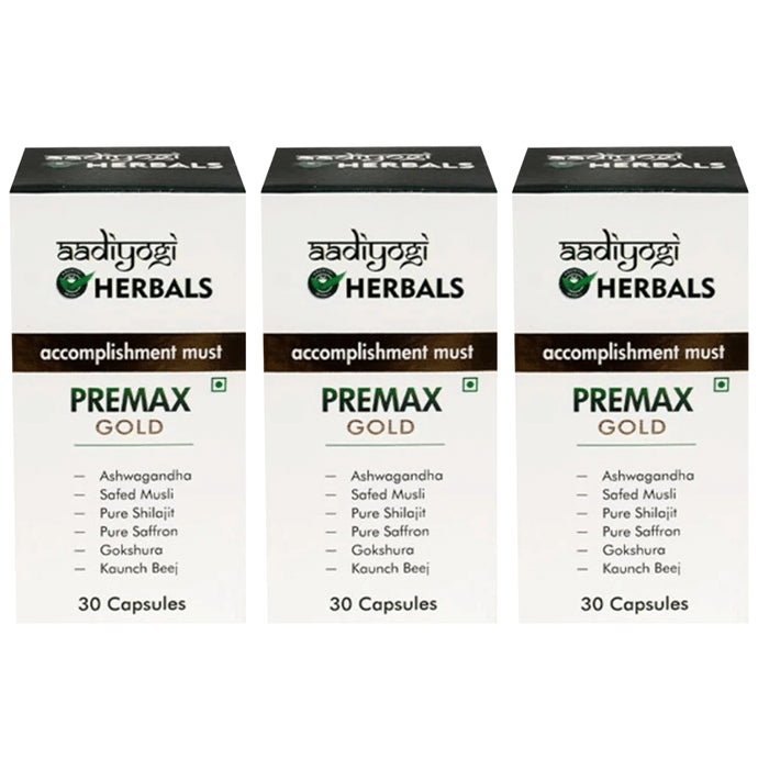 Aadiyogi Herbals Premax Gold Capsule (30 Each)
combo pack of 3 bottles