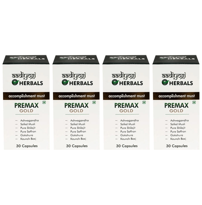 Aadiyogi Herbals Premax Gold Capsule (30 Each)
combo pack of 4 bottles