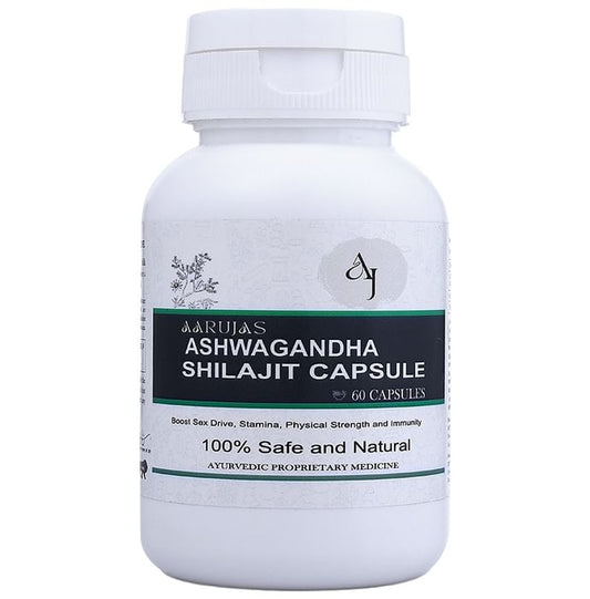 Aarujas Ashwagandha Shilajit Capsule
jar of 60 capsules