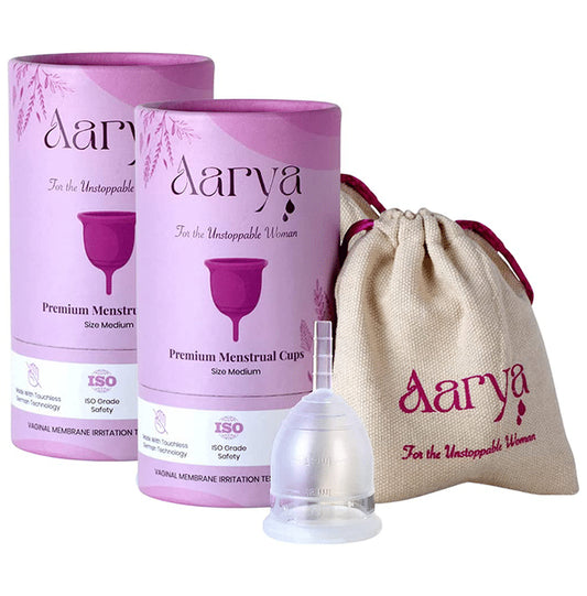 Aarya Medical Grade Silicone Reusable Menstrual Cup Medium
combo pack of 2 units