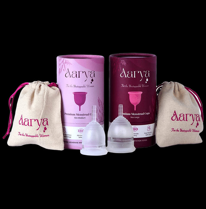 Aarya Medical Grade Silicone Reusable Menstrual Cup Medium & Large
combo pack of 2 units
