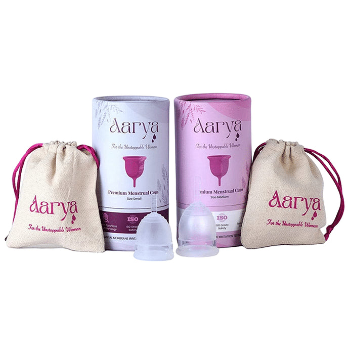 Aarya Medical Grade Silicone Reusable Menstrual Cup Small-Medium
combo pack of 2 units