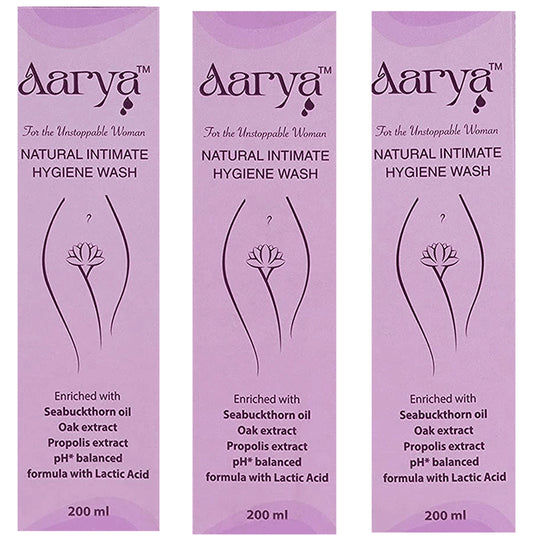 Aarya Natural Intimate Hygiene Wash for Women (200ml Each))
pump bottle of 3 liquids