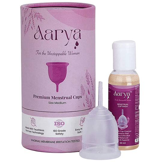 Aarya Premium Medical Grade Silicone Menstrual Cup with Cup Wash (50ml) Medium
combo pack of 2 units