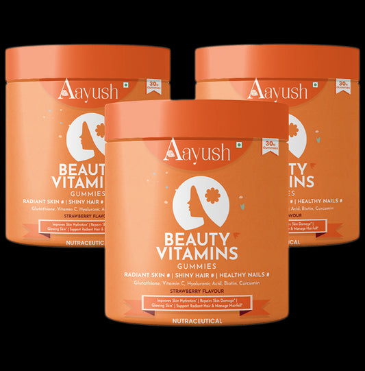 Aayush Beauty Vitamins Gummies (30 Each) Strawberry
combo pack of 3 jar
