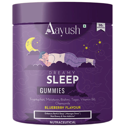 Aayush Dreamy Sleep Gummies (30 Each) Blueberry
box of 1 Jar