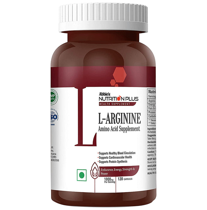 Abbie's Nutrition Plus Health Supplement L-Arginine Capsule
bottle of 120 capsules