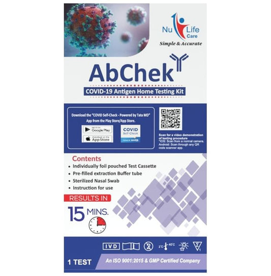 AbChek Covid 19 Self Test Kit (Marketed by Tata MD)
box of 1 Test Kit