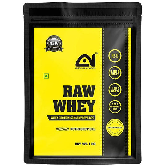 Absolute Nutrition Raw Whey Protein Concentrate 80% Unflavoured
packet of 1 kg Powder