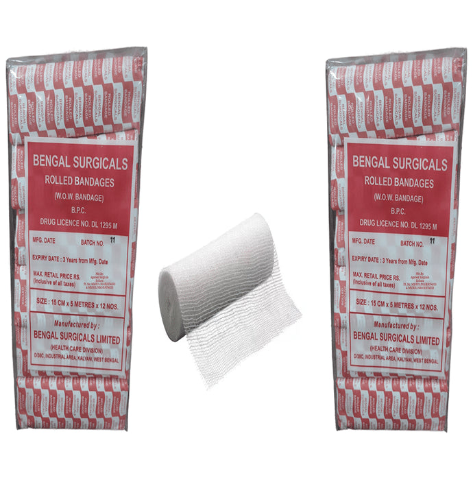 Absorbent Cotton Medical Gauze Roll Bandage (12 Each) 15cm x 5m
combo pack of 2 Packs