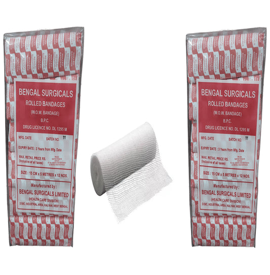 Absorbent Cotton Medical Gauze Roll Bandage (12 Each) 15cm x 5m
combo pack of 2 Packs