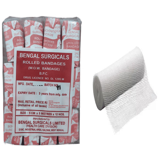 Absorbent Cotton Medical Gauze Roll Bandage (12 Each) 5cm x 5m
box of 1 Pack