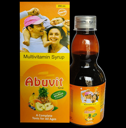 Abuzz's Syrup Abuvit Mix Fruit Sugar Free
bottle of 200 ml Syrup