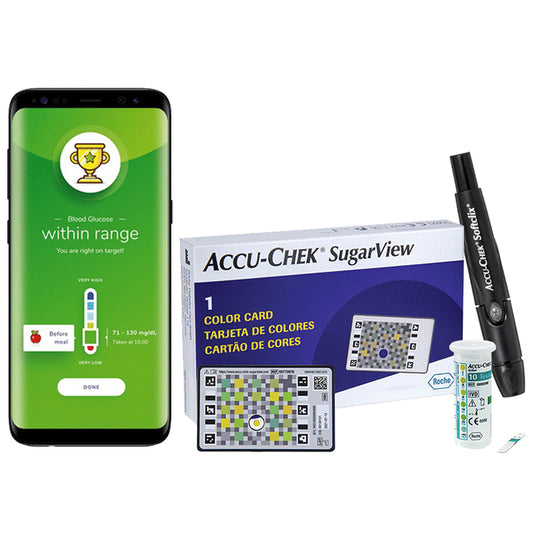 Accu Chek SugarView System Combo Pack of Accu-Chek SugarView 1 Color Card, Accu-Chek Active 10 Test Strip & Accu-Chek Softclix Kit
combo pack of 3 units
