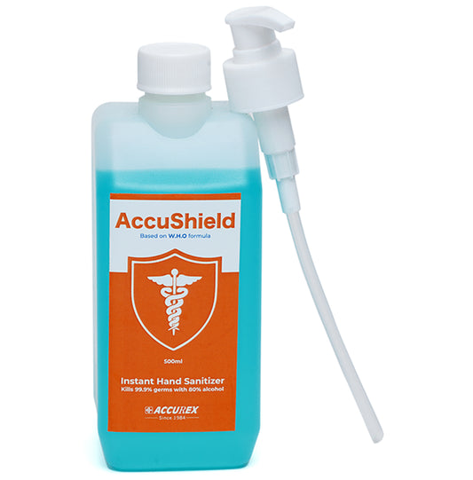 Accu Shield Instant Hand Sanitizer
pump bottle of 500 ml Sanitizer