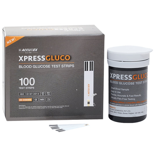 Accurex Xpress Gluco Blood Test Strip
box of 100 Test Strips