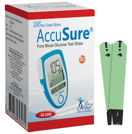 AccuSure Blood Glucose Test Strip Blue
box of 25 Test Strips