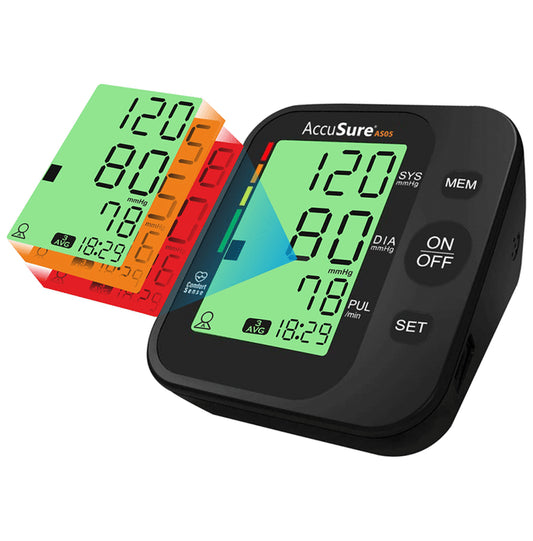 AccuSure Blood Pressure Monitor 3 Color Smart Display
box of 1 Unit