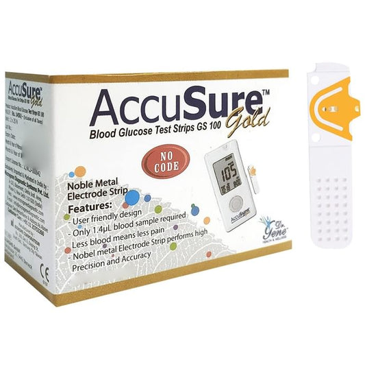 AccuSure Gold Blood Glucose Test Strip (Only Strip)
box of 50 Test Strips