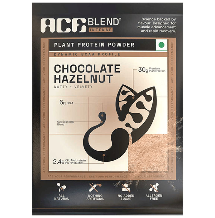 Ace Blend Intense 30g Vegan Plant Protein Powder with BCAA Chocolate Hazelnut
box of 30 Sachets