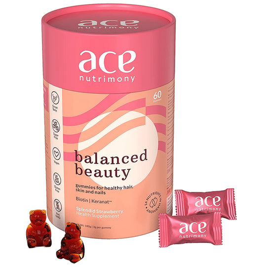 Ace Nutrimony Balanced Beauty Gummies Splendid Strawberry
bottle of 60 gummies