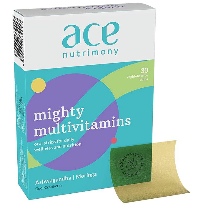 Ace Nutrimony Mighty Multivitamins Rapid-Dissolve Strip Cool Cranberry
box of 30 disintegrating strips