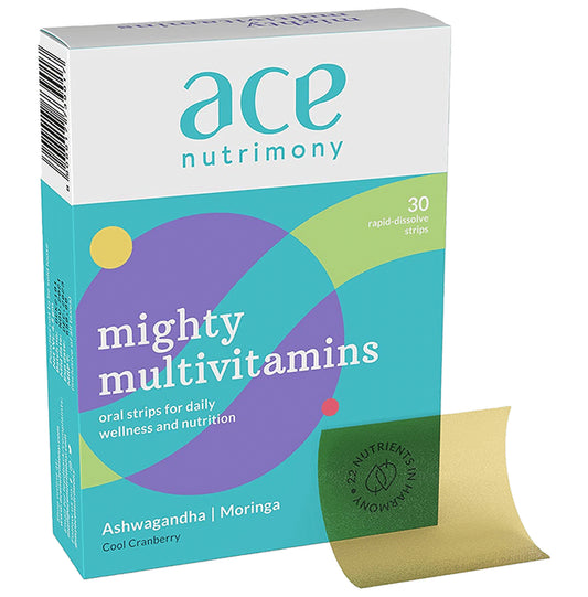 Ace Nutrimony Mighty Multivitamins Rapid-Dissolve Strip Cool Cranberry
box of 30 disintegrating strips