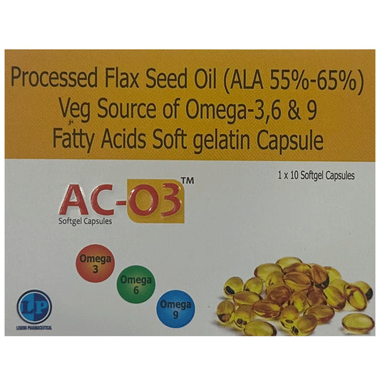 AC-O3 Softgel Capsule
strip of 10 soft gelatin capsules