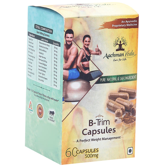 Aachman Veda A Perfect Weight Management B-Trim 500mg Capsule (60 Each)
box of 1 Bottle