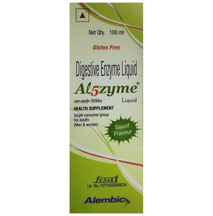 AL5Zyme Digestive Liquid Saunf Gluten Free
bottle of 100 ml Liquid