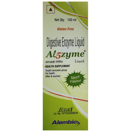 AL5Zyme Digestive Liquid Saunf Gluten Free
bottle of 100 ml Liquid